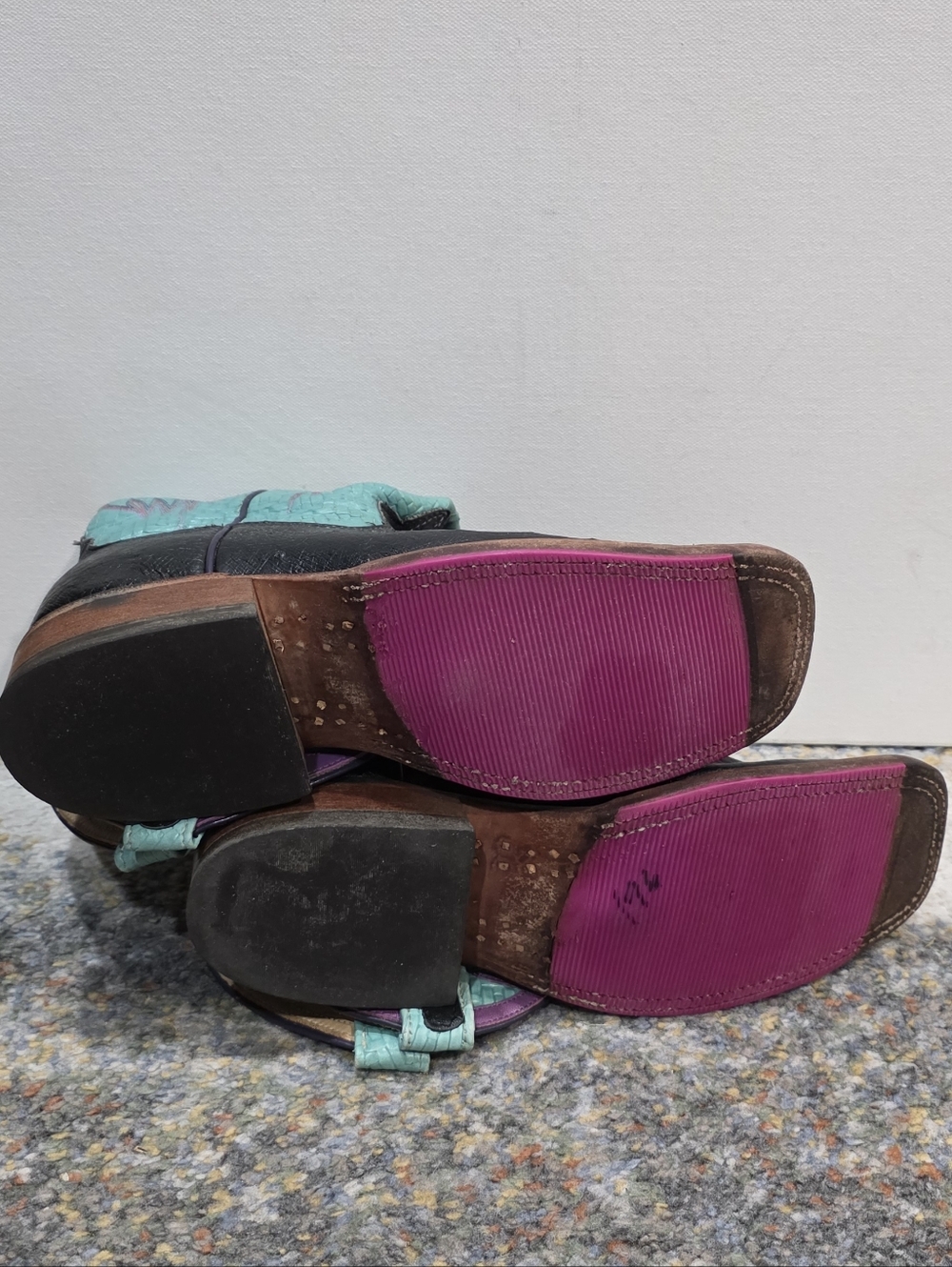 730. Anderson Bean S2229A Turquoise & Purple Cowgirl Boots - Women's 7.5 - Picture 10 of 11